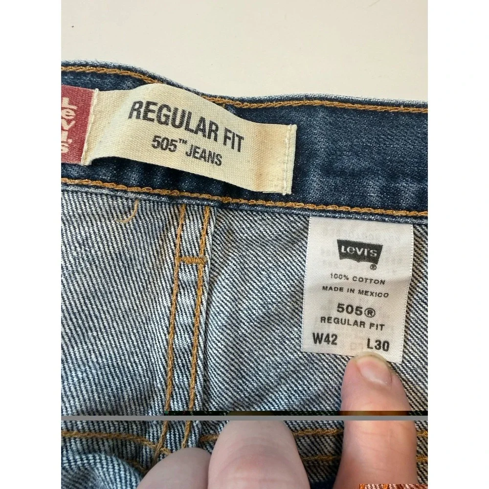 Levi's 505 Regular Fit‎ Jeans Men's 42x30 Vintage Y2K Medium Wash Straight Leg